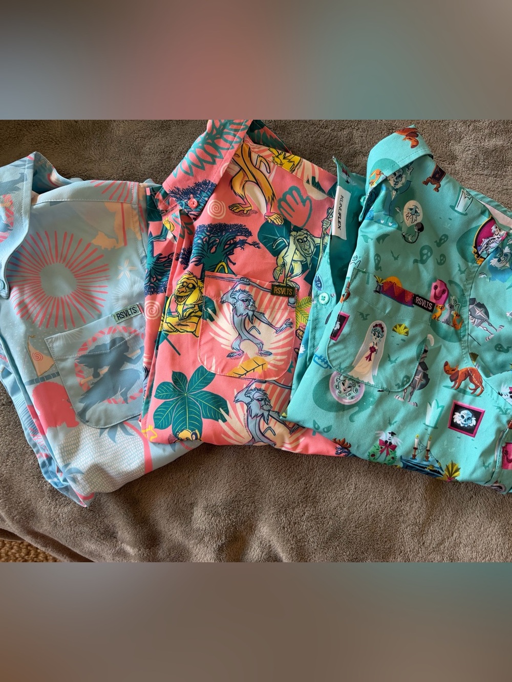 RSVLTS DISNEY Kids Coral Pink & Teal Tropical Tops Bundle (3 Shirts)